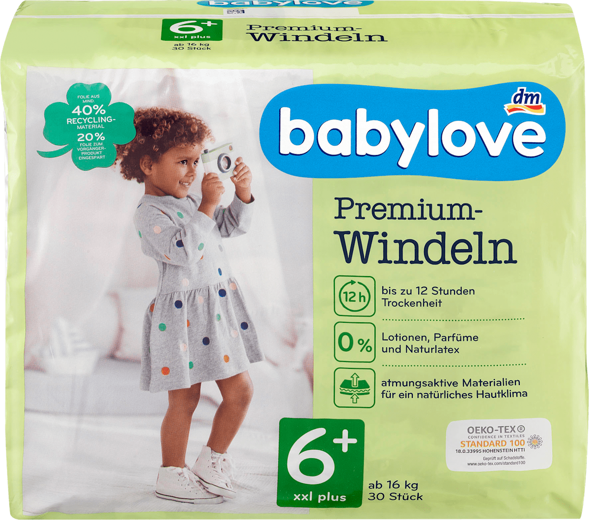 Babylove Windeln Premium Gr 6 Xxlplus 16 Kg 30 St Dauerhaft Gunstig Online Kaufen Dm De