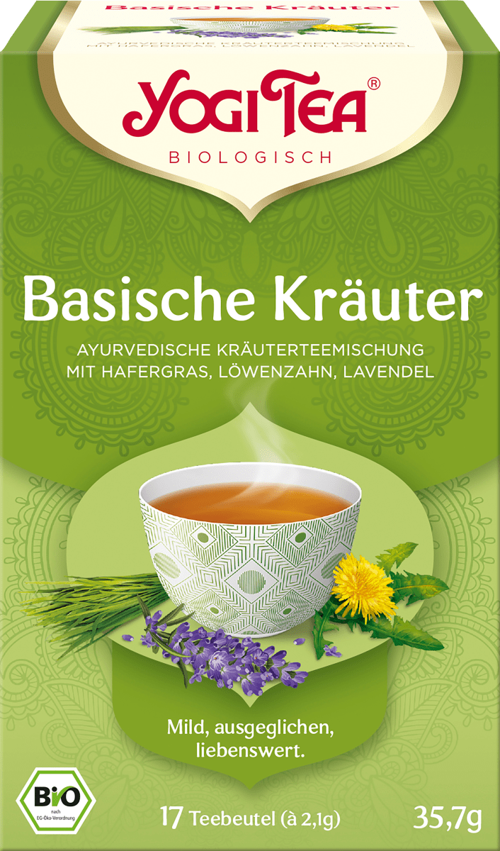 YOGI TEA Ayurvedische Kräuterteemischung, Basischer Tee, mit Hafergras