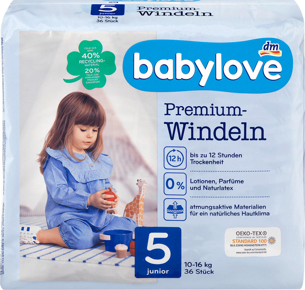 babylove Premium-Windeln Gr. 5 junior (10-16 kg), 36 St | dm.at