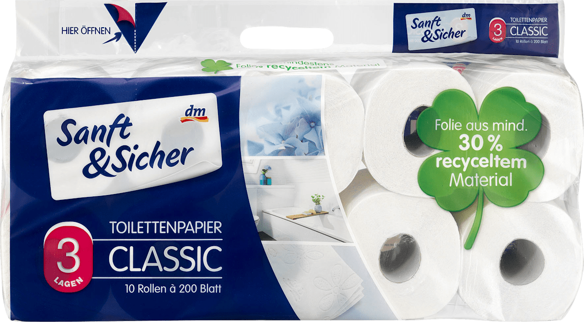 Sanft&Sicher Toilettenpapier Classic 3lagig (10x200 Blatt), 10 St dauerhaft günstig online