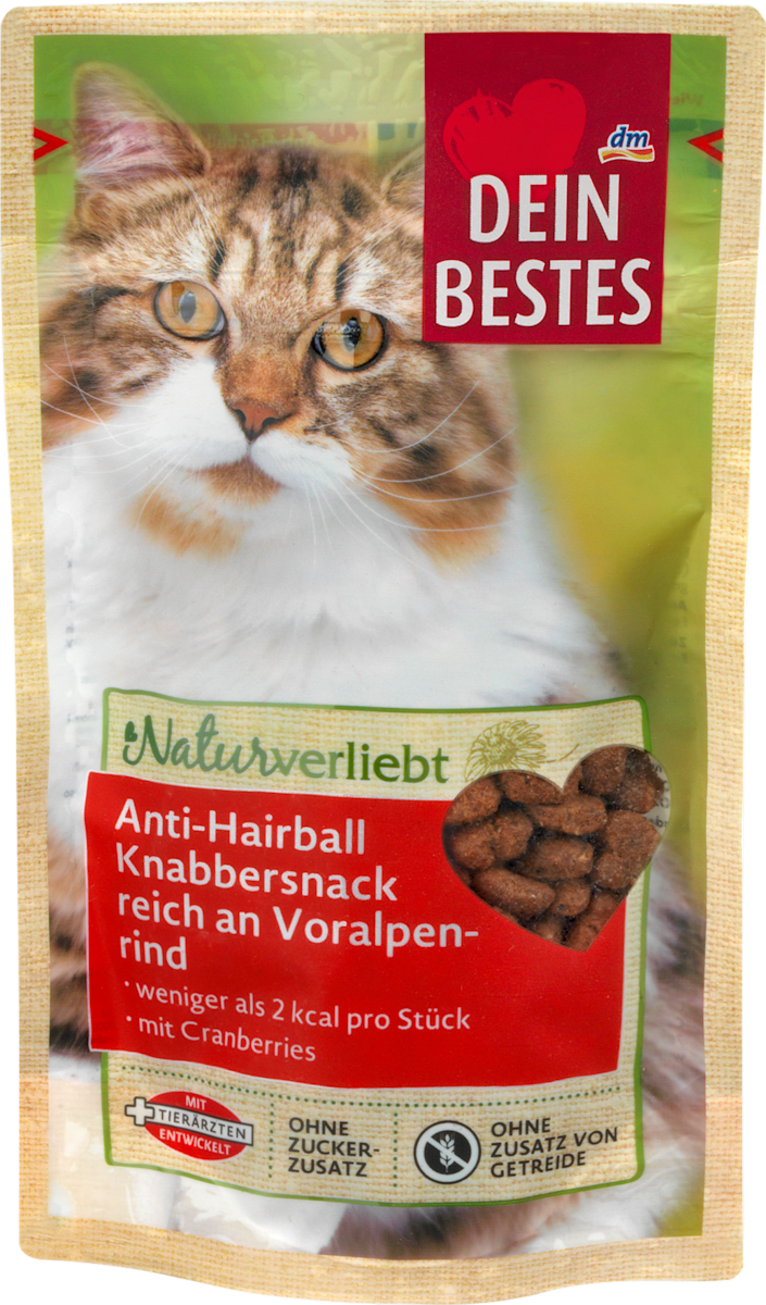 Dein Bestes Naturverliebt, Snack für Katzen, Anti-Hairball Knabbersnack