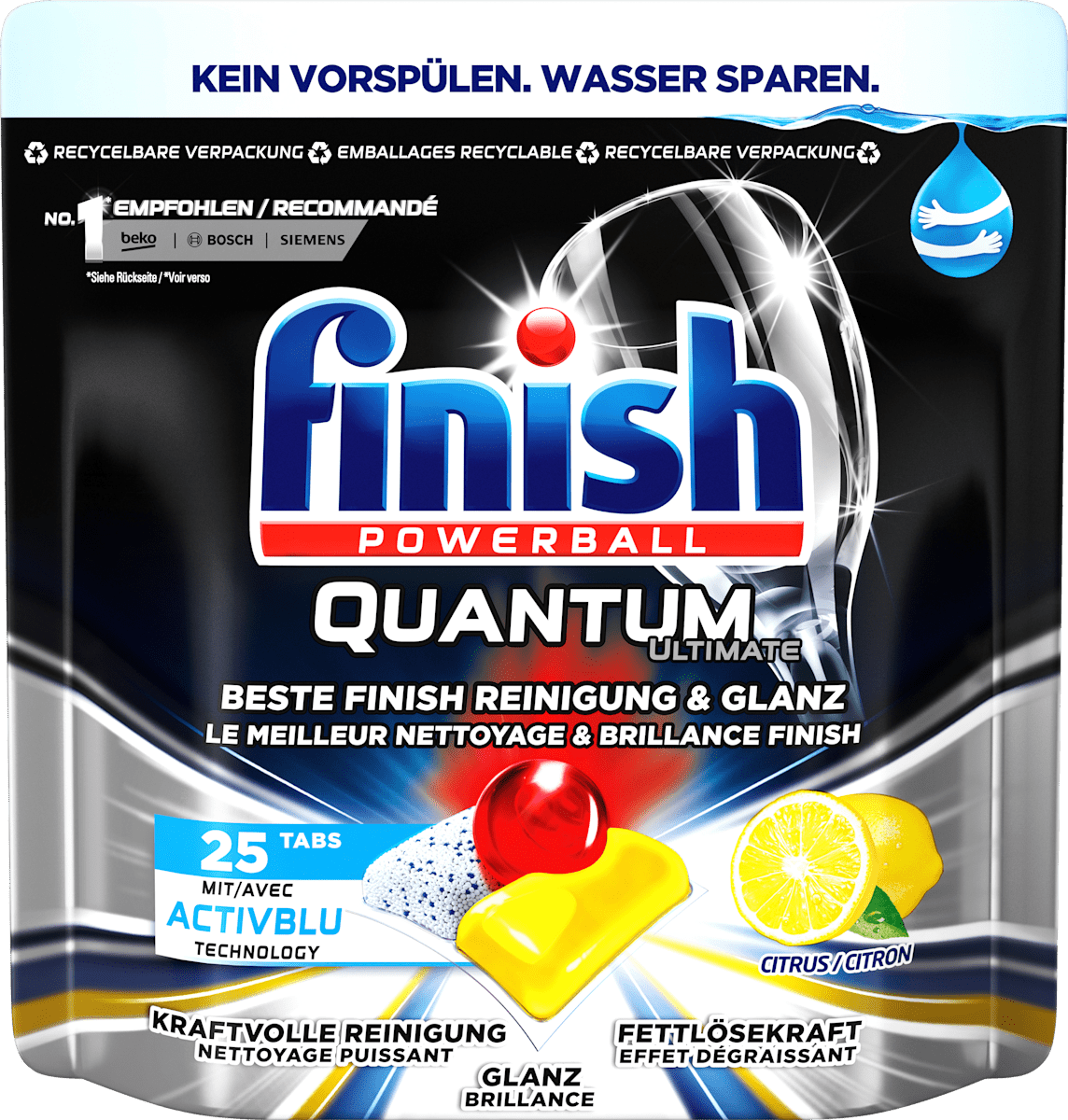 Finish SpülmaschinenTabs Quantum Ultimate Citrus, 25 St dauerhaft