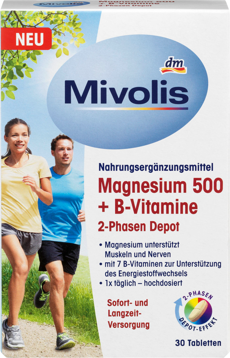 Magnesium 500 + B-Vitamine 2-Phasen Depot, Tabletten 30 St., 45 g