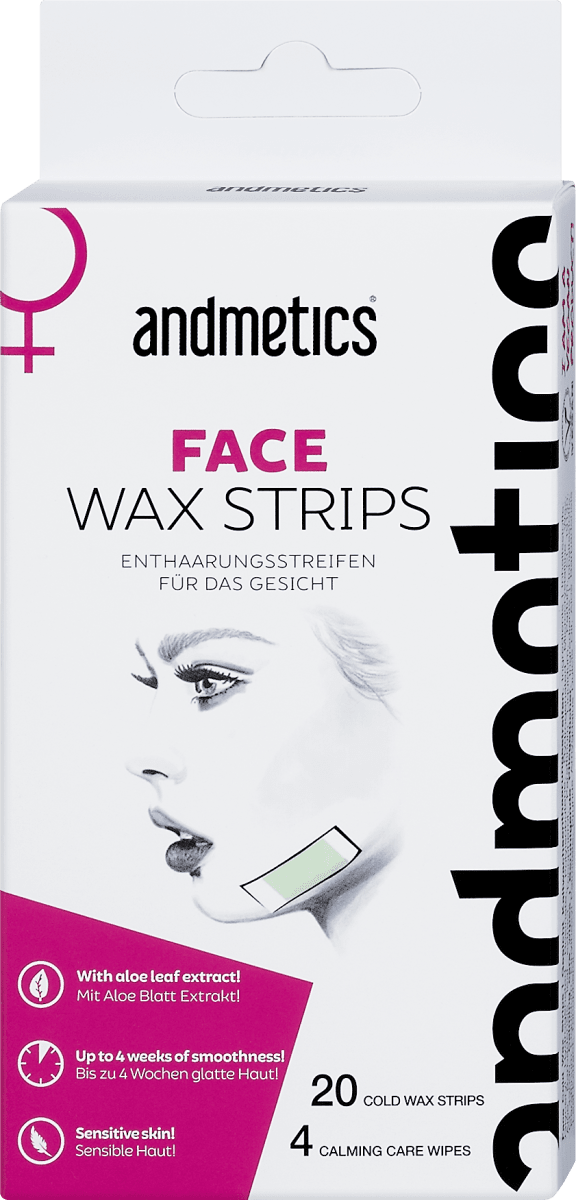 andmetics Face Wax Strips Enthaarungsstreifen für das Gesicht, 20 St