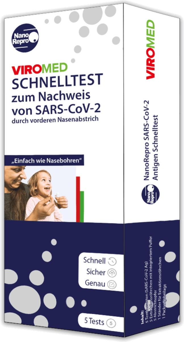 NanoRepro Corona Schnelltest Selbsttest zum Nachweis von SARS-CoV-2, 5