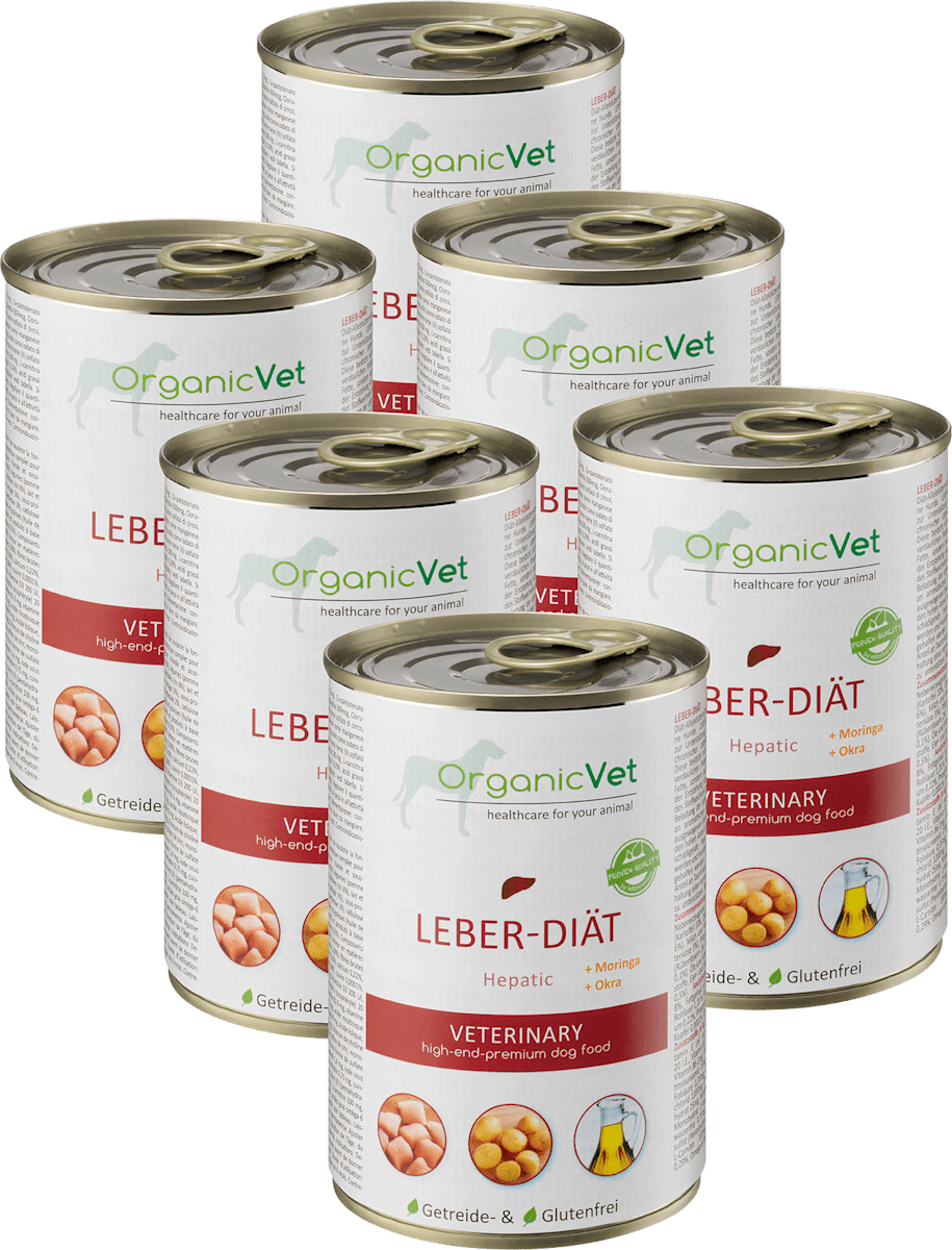 OrganicVet Nassfutter für Hunde, LEBERDIÄT Multipack (6 x 400g), 2,4