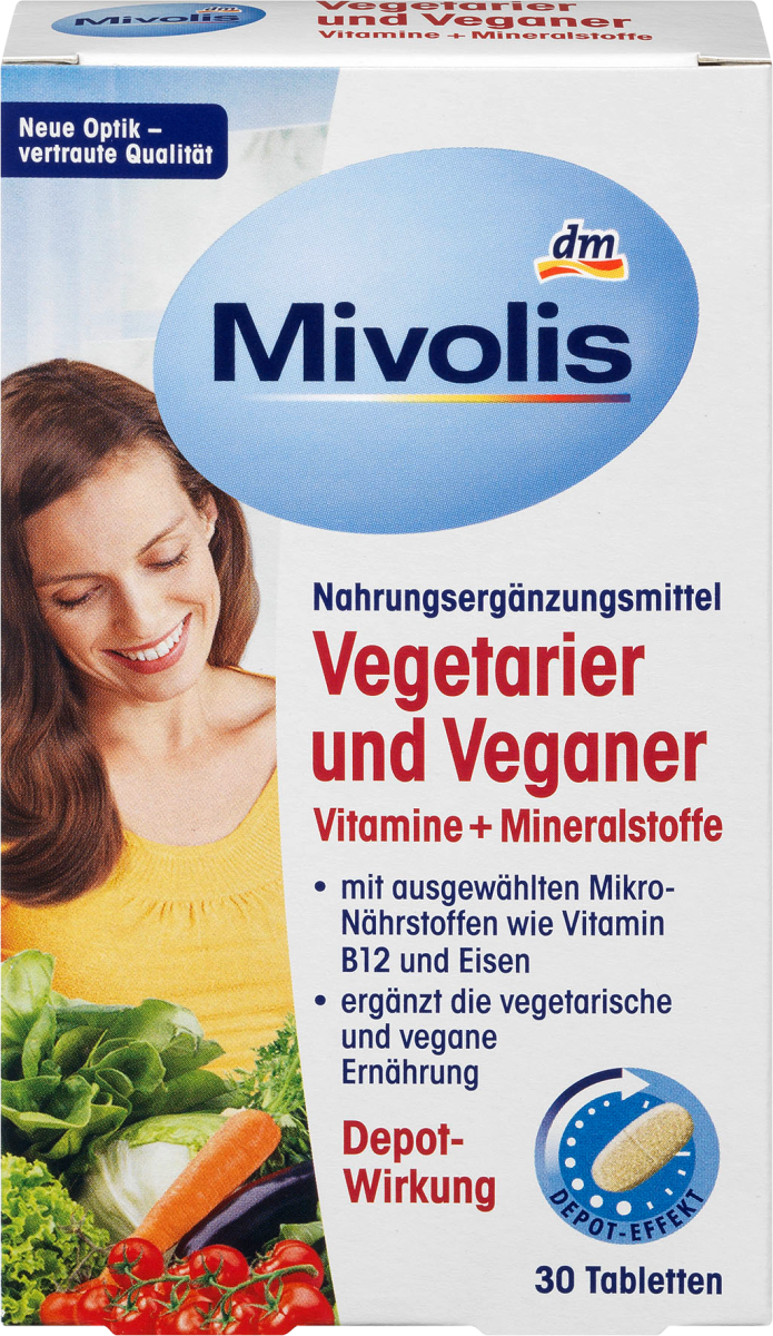 Neerduwen Concurrenten Getalenteerd Mivolis Vegetarier und Veganer Vitamine + Mineralstoffe, Tabletten 30 St.,  46 g dauerhaft günstig online kaufen | dm.de
