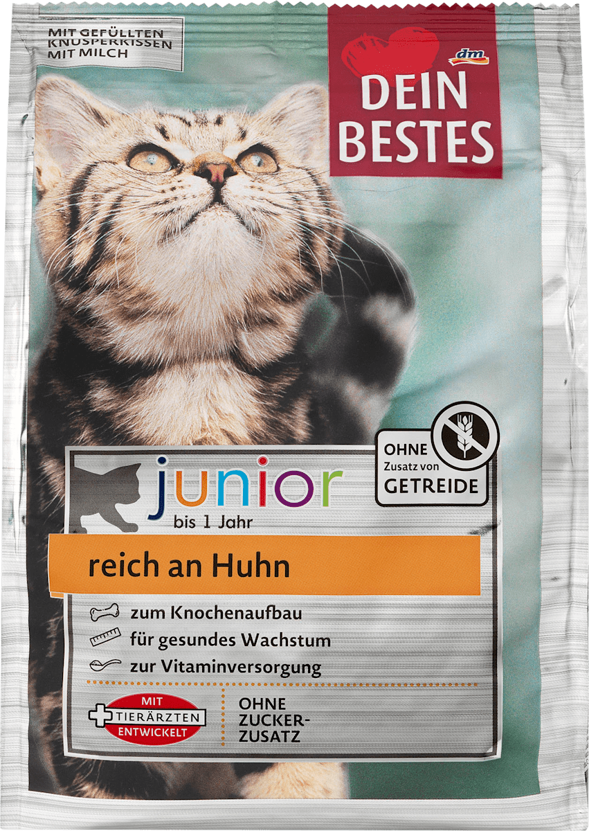 dein bestes junior katzen trockenfutter reich an huhn 500 g dm at