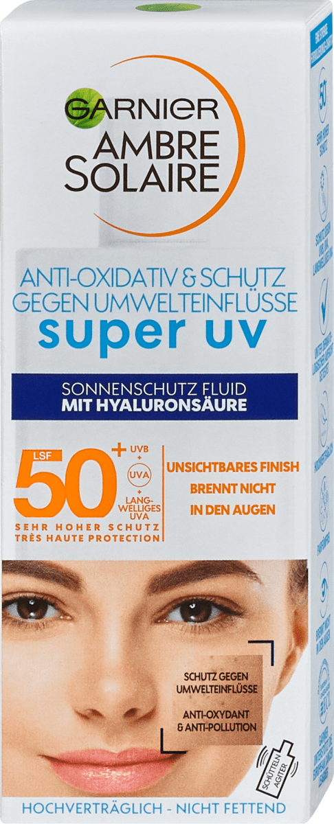 garnier ambre solaire sonnenschutz fluid mit hyaluronsaure lsf 50 40 ml dm at