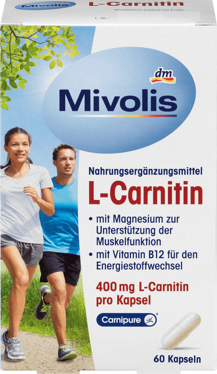 L-karnitin étrend-kiegészítő kapszula B6-, B12-vitaminnal és magnéziummal, 60 db, 59 g