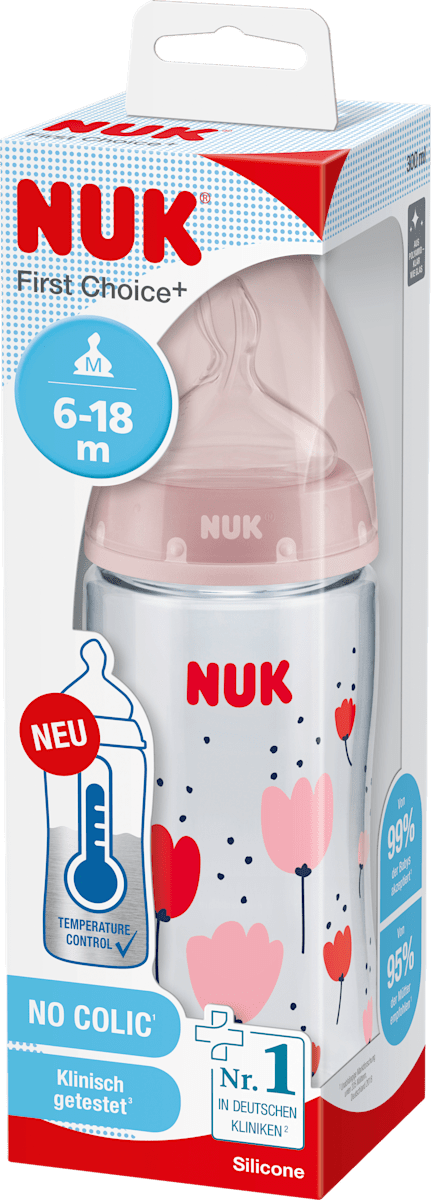 Nuk Babyflasche First Choice  Temp. Control Silikon, Gr. 2, 6-18 Monate, 300 ml, 1 St dauerhaft ...