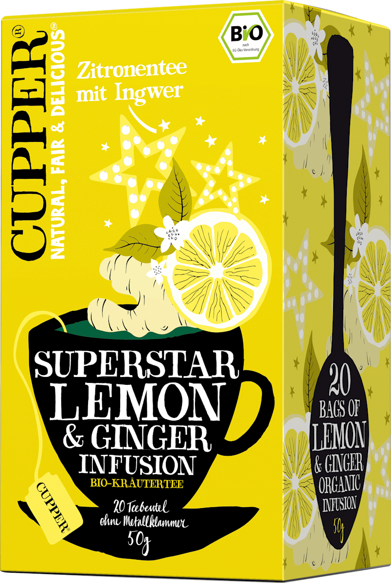 Cupper Kräuter-Tee, lemon & ginger infusion, Zitrone & Ingwer