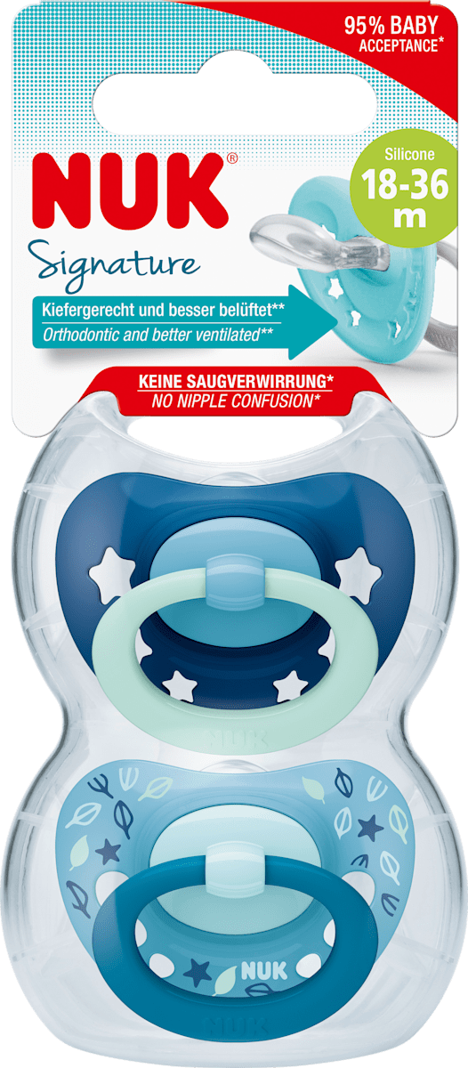 Nuk Schnuller Signature Silikon Gr 3 Ab 18 Monate 2 St Dauerhaft Gunstig Online Kaufen Dm De