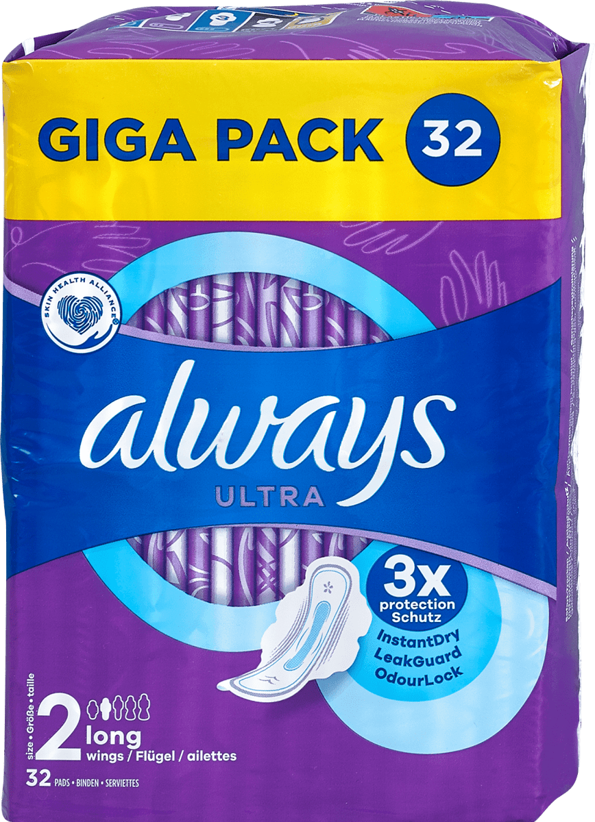 always Ultra Binden long mit Flügel Giga Pack, 32 St dm.at