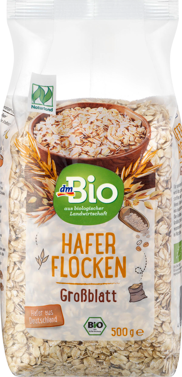 dmBio Flocken, Haferflocken Großblatt, Naturland, 500 g dauerhaft ...