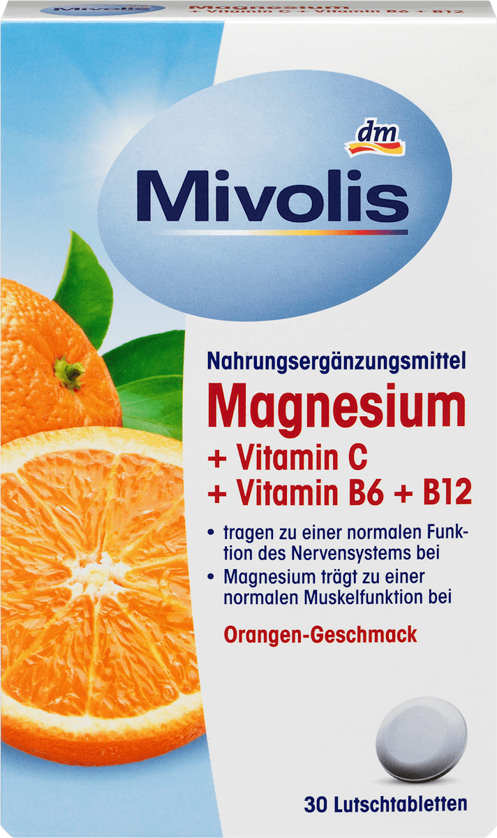 Mivolis Magnesium + Vitamin C + Vitamin B6 + B12, Lutschtabletten, 30 St., 45 g dauerhaft