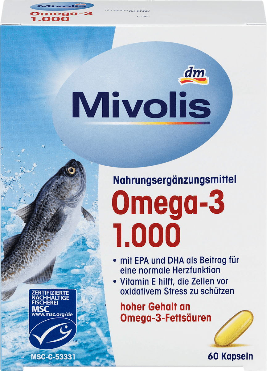 Mivolis Omega 3 1 000 Kapseln 60 St 85 1 G Dauerhaft Gunstig Online Kaufen Dm De