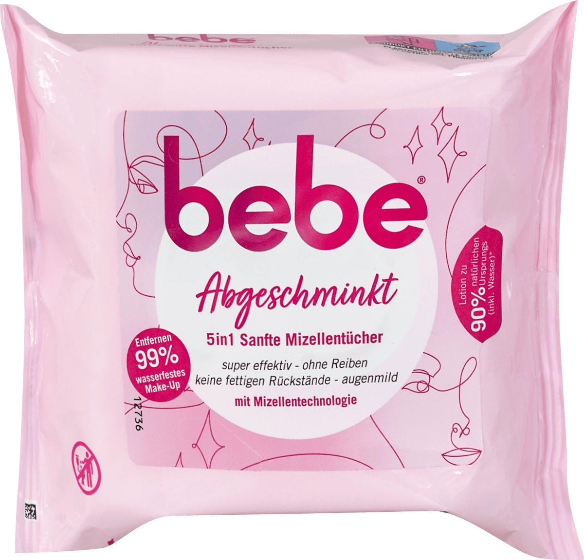 Bebe Abgeschminkt 5in1 Sanfte Mizellentucher 25 Bl Dm At