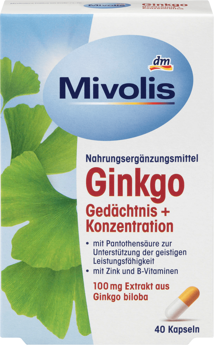 Ginkgo Gedächtnis + Konzentration Kapseln, 40 St., 20 g