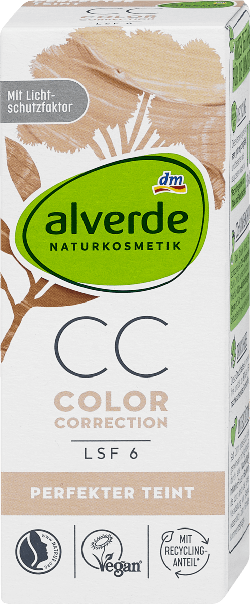 alverde NATURKOSMETIK CC-krém Perfekter Teint, FF6 UV-védelemmel, 50 ml