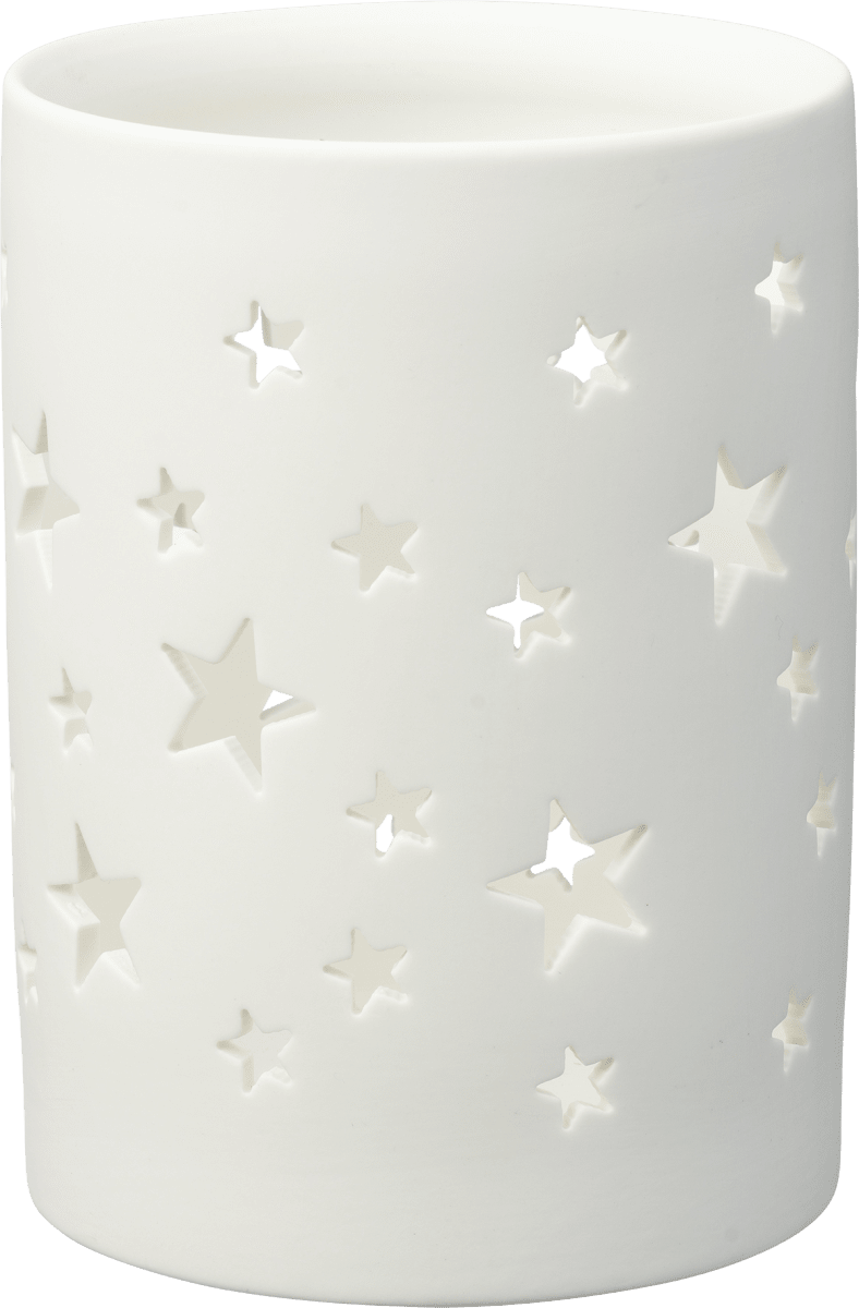 Windlicht aus Porzellan mit Sternausstanzungen, 1 St