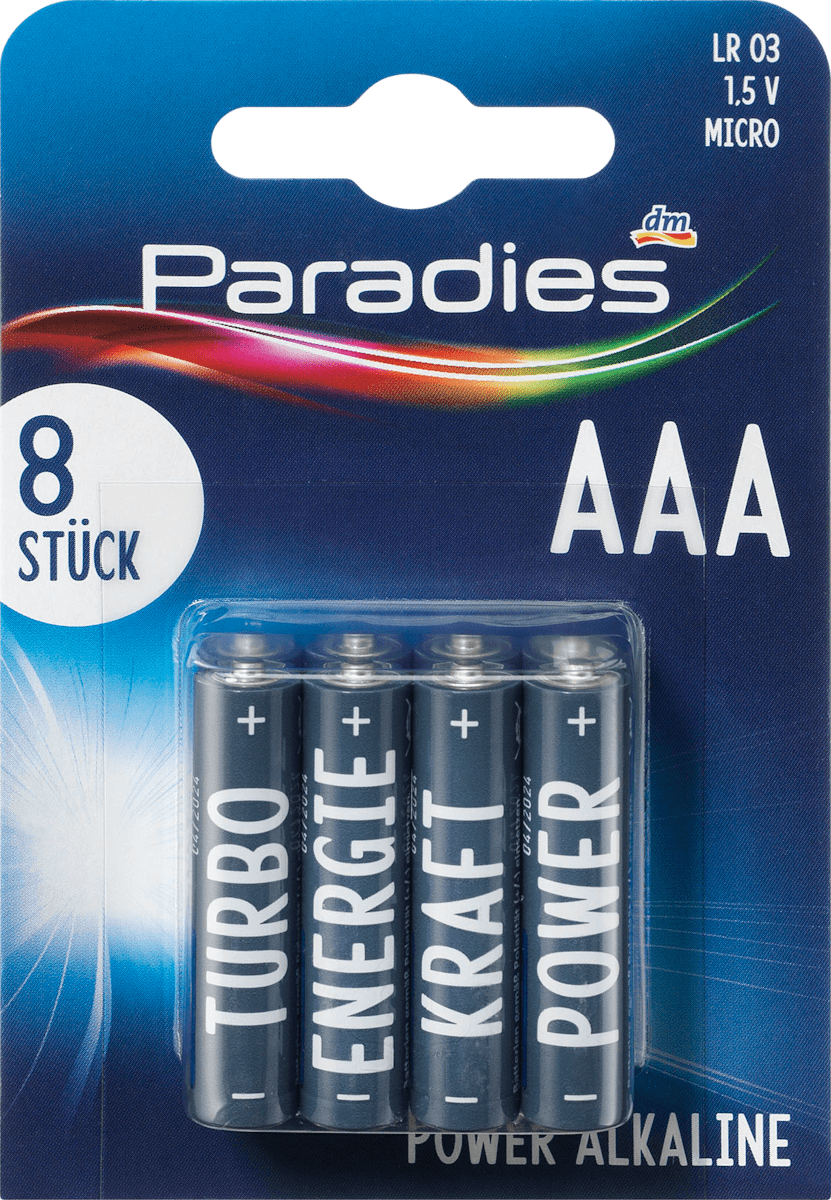 Paradies Batterien Power Alkaline Micro Aaa 8 St Dauerhaft Gunstig Online Kaufen Dm De