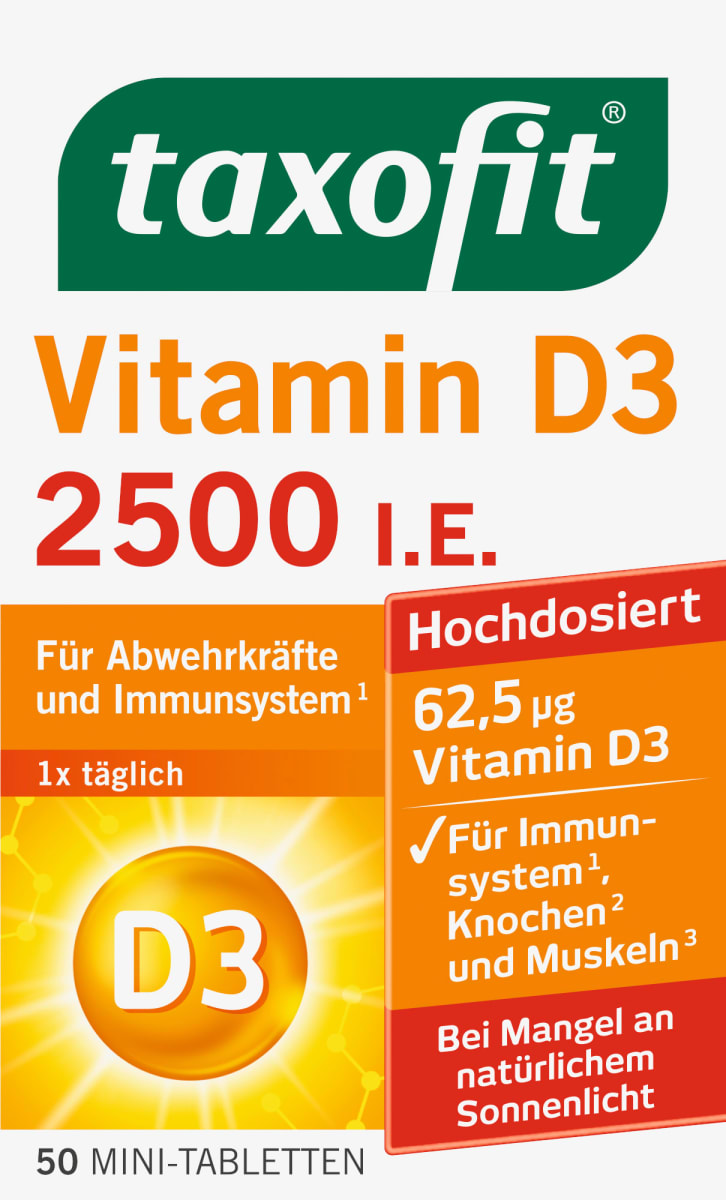 Vitamin D3 Mini-Tabletten (50 Stück), 7,7 g