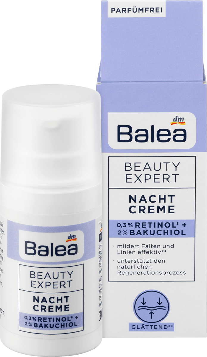 Beauty Expert Nachtcreme 0,3% Retinol* & 2% Bakuchiol, 30 ml