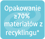 Opakowanie złożone z minimum 70% materiałów z recyklingu