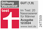 Grafik: Stiftung Warentest Test Gut (1,9) Im Test: 20 Nassrasierer für Männer Ausgabe 12/2024 www.test.de 24TS59
