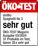 Grafik: Öko Test dmBio Spaghetti No3 sehr gut Öko-TEST Magazin Ausgabe 03/2024 37 Produkte im Test, davon 25x sehr gut