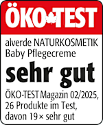 Grafik: Ökotest alverde NATURKOSMETIK Baby Pflegecreme sehr gut ÖKO-TEST Magazin 02/2025 26 Produkte im Test davon 19 x sehr gut