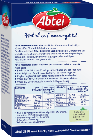 Abtei Kieselerde Biotin Plus Tabletten 56 St 78 G Dauerhaft Gunstig Online Kaufen Dm De