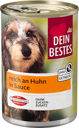 Dein Bestes Nassfutter Fur Hunde Reich An Huhn In Sauce Ohne Zusatz Von Getreide 400 G Dauerhaft Gunstig Online Kaufen Dm De