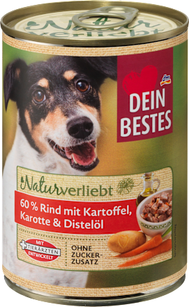Dein Bestes Naturverliebt Nassfutter Fur Hunde 60 Rind Mit Kartoffel Karotte Und Distelol 400 G Dauerhaft Gunstig Online Kaufen Dm De
