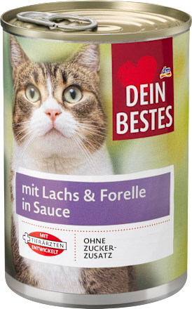 Dein Bestes Nassfutter Fur Katzen Mit Lachs Forelle In Sauce 400 G Dauerhaft Gunstig Online Kaufen Dm De