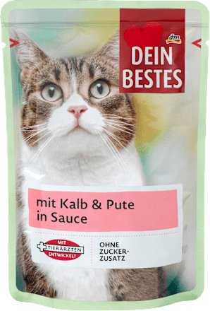Dein Bestes Nassfutter Fur Katzen Mit Kalb Pute In Sauce 100 G Dauerhaft Gunstig Online Kaufen Dm De