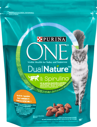 purina one dual nature katzen trockenfutter mit spirulina huhn 750 g dm at
