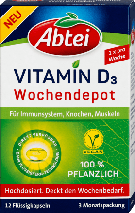 Abtei Pflanzliche Vitamin D3 Wochendepot Kapseln 12 St Dm At