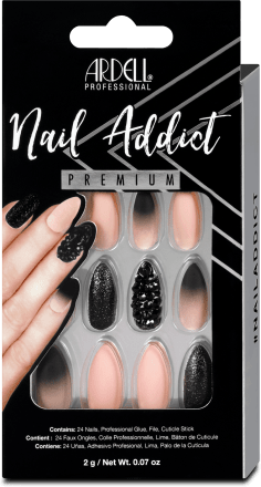 Ardell Nail Addict Premium Kunstnagel Set Black Stud Pink Ombre 24 St Dm At