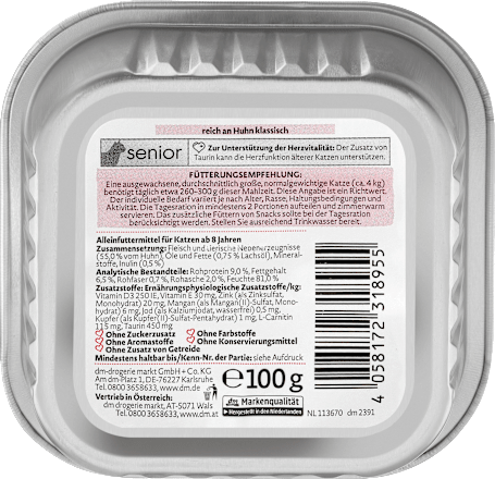 dein bestes nassfutter fur katzen senior mit huhn 100 g dauerhaft gunstig online kaufen dm de