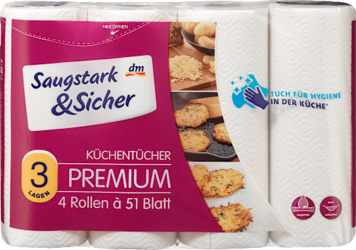 Saugstark Sicher Kuchentucher Premium 3 Lagig 4 X 51 Blatt 4 Bl Dauerhaft Gunstig Online Kaufen Dm De