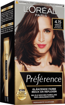 L Oreal Paris Preference Haarfarbe Caracas 4 15 1 St Dauerhaft Gunstig Online Kaufen Dm De A unique blend of colour enriching pigments designed to nourish your hair from root to tip. haarfarbe caracas 4 15 1 st