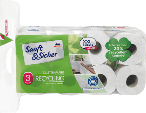 Sanft Sicher Toilettenpapier Recycling 3 Lagig 16 X 200 Blatt 16 St Dauerhaft Gunstig Online Kaufen Dm De