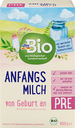 Dmbio Anfangsmilch Pre Bio Von Geburt An 600 G Dauerhaft Gunstig Online Kaufen Dm De