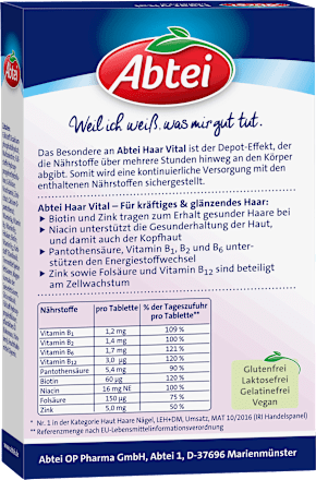 Abtei Haar Vital Tabletten 30 St 24 G Dauerhaft Gunstig Online Kaufen Dm De