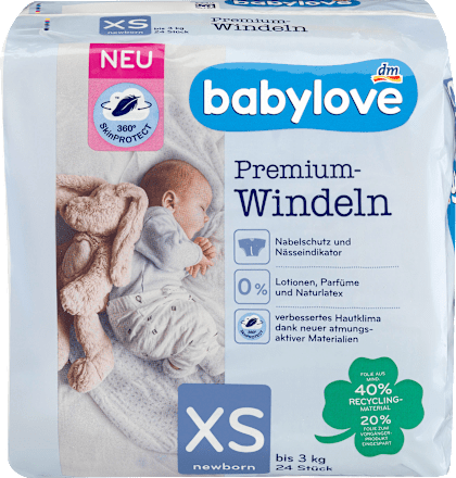 Babylove Windeln Premium Gr Xs Newborn Xs Bis 3 Kg 24 St Dauerhaft Gunstig Online Kaufen Dm De