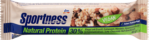 Sportness Veganer Eiweiss Riegel Natural Protein 30 Salty Chocolate Nuts Geschmack 40 G Dauerhaft Gunstig Online Kaufen Dm De