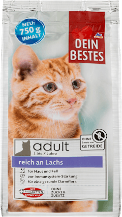 Dein Bestes Trockenfutter für Katzen, Adult reich an Lachs, 750 g ... - Dein Bestes Trockenfutter Fuer Katzen ADult Reich An Lachs