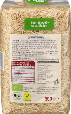 dmBio Reis, Basmatireis Vollkorn, Naturland, 500 g dauerhaft günstig